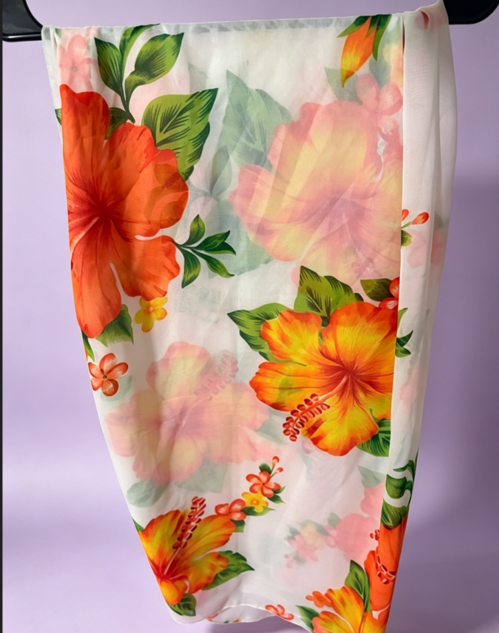 Floral Orange Hibiscus Maxi Skirt - Women's Beachwear